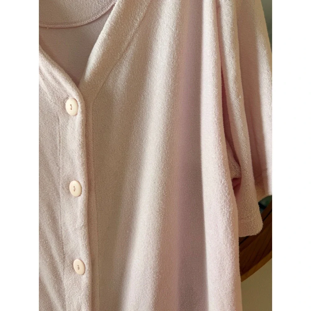 Palm Harbour Robe Cover Up Women XL Pink Excellent Seashell Pockets Terry Cloth